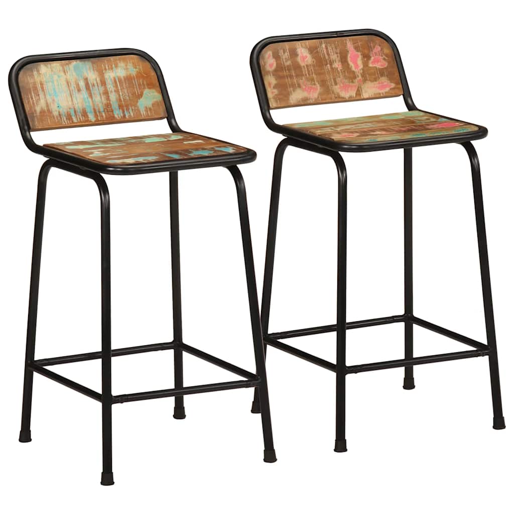 vidaXL Taburetes de barra 2 uds 46x35,5x80 madera maciza reciclada