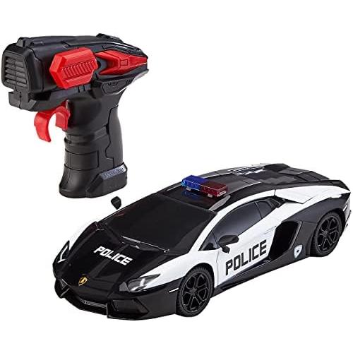 Revell- RC Scale Car Lamborghini Aventador Police, Mando a Distancia GHz para diestros/Zurdos, iluminación Frontal, 1:24, 19,9 cm Coche teledirigido, Color Verde (24663)