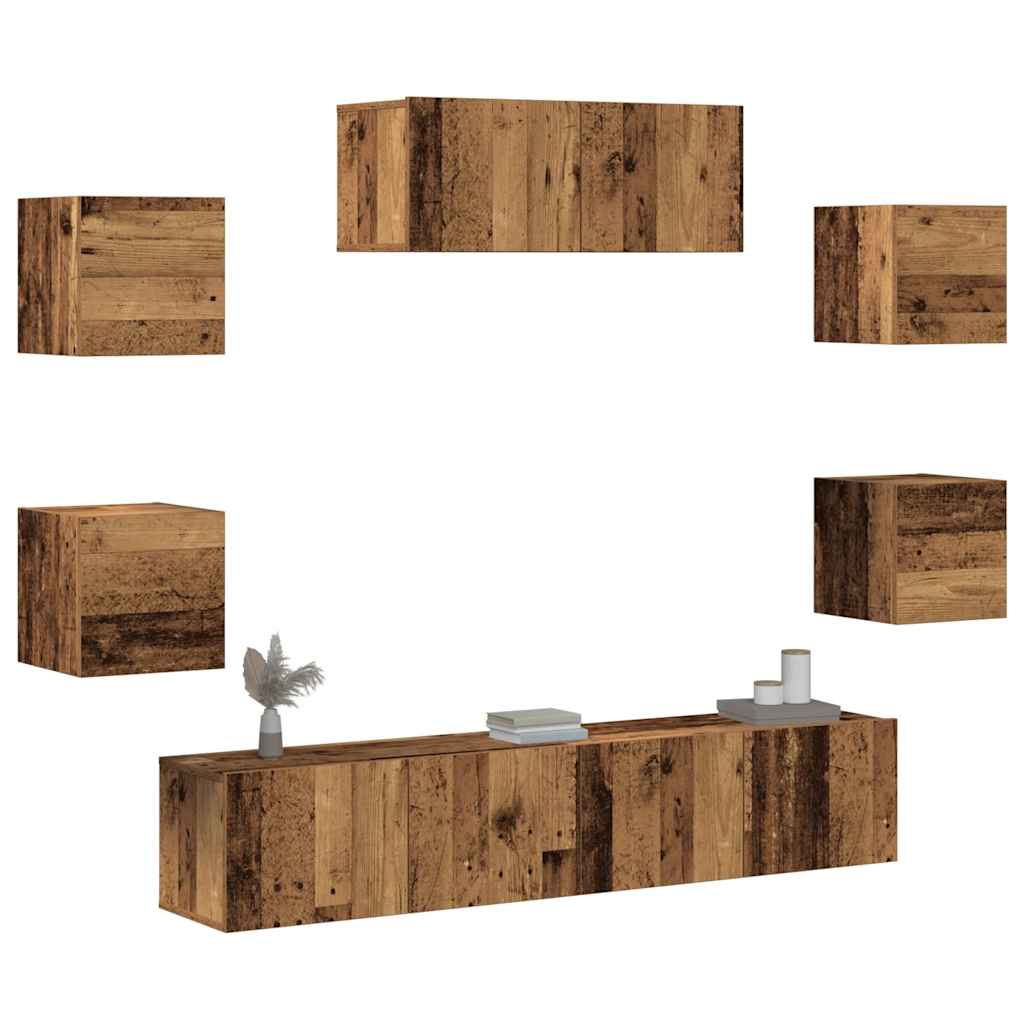 vidaXL Mueble para TV de pared madera vieja 5 piezas