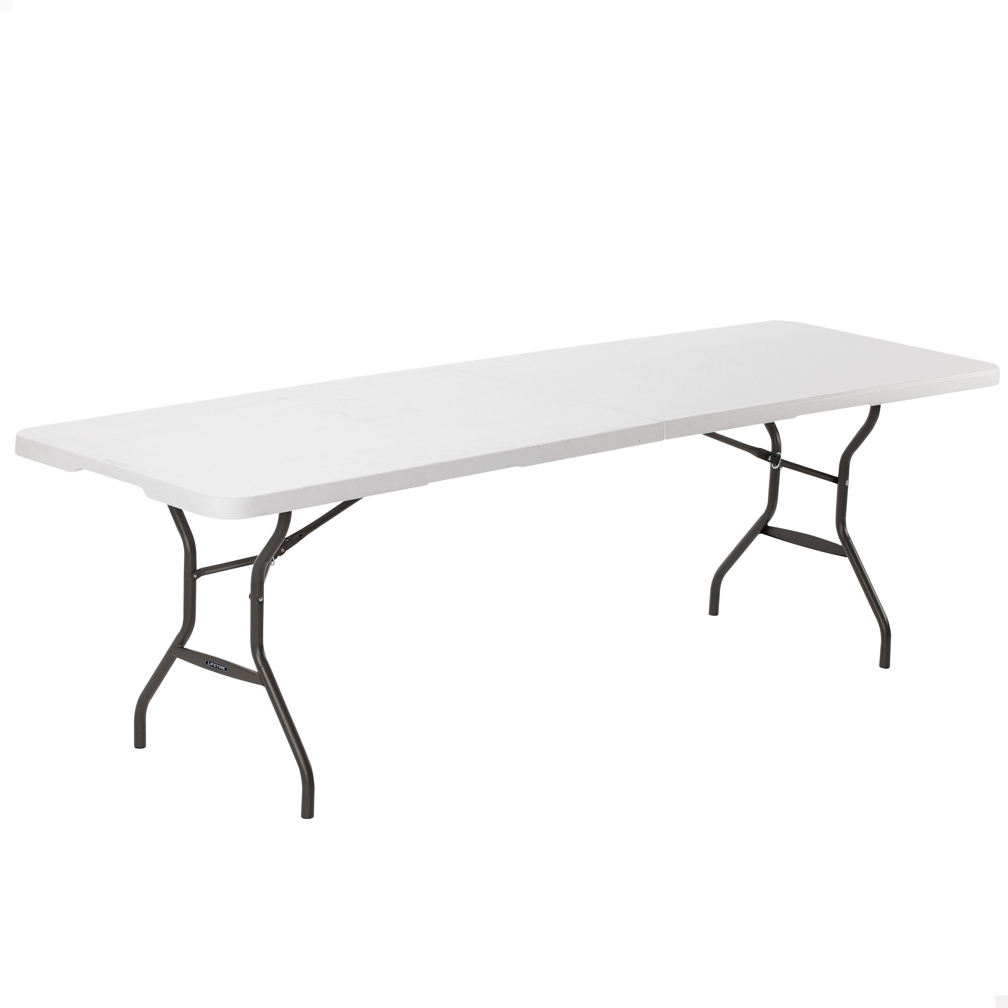 Lifetime - Mesa plegable portátil, medidas 245x76x74 cm, máx. 136 kg, superficie resistente a manchas y rayos UV, estructura de acero, polietileno, color blanco, eventos, aire libre, exterior, fácil almacenaje