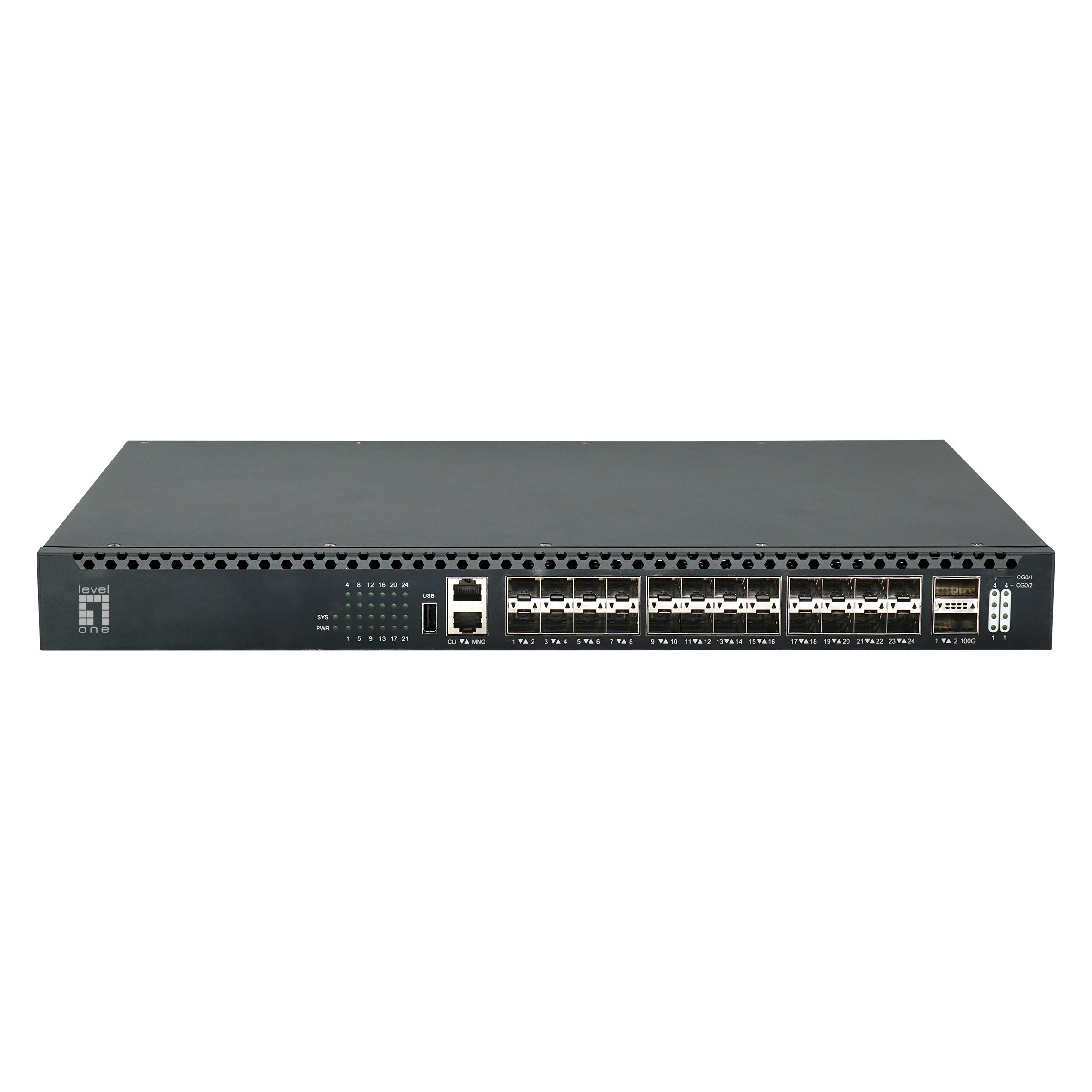 LevelOne Switch 26x GE XQS-3126 2x40/100GbE 48.3 cm 185W 24xPoE