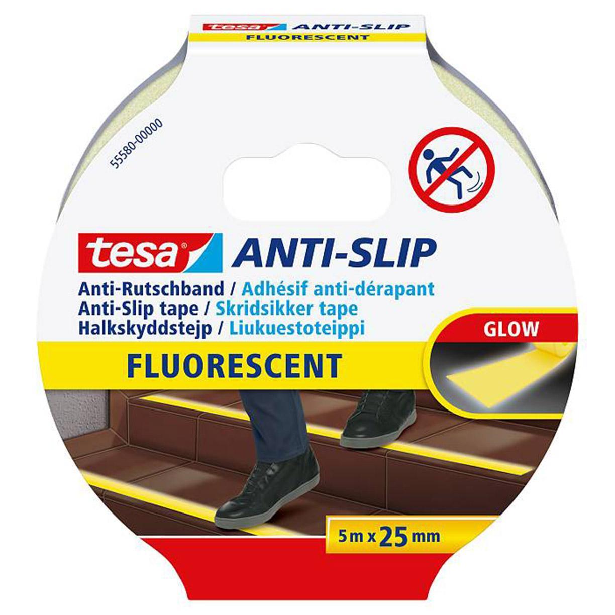 Cinta antideslizante fluor 5mx25mm. rollo 5 mt