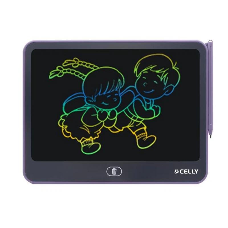 Celly, Pizarra para niños multifunción, pizarra electrónica impermeable con borrado One-Touch y bloqueo de teclas, tableta gráfica creativa para niños a partir de 3 años, color morado