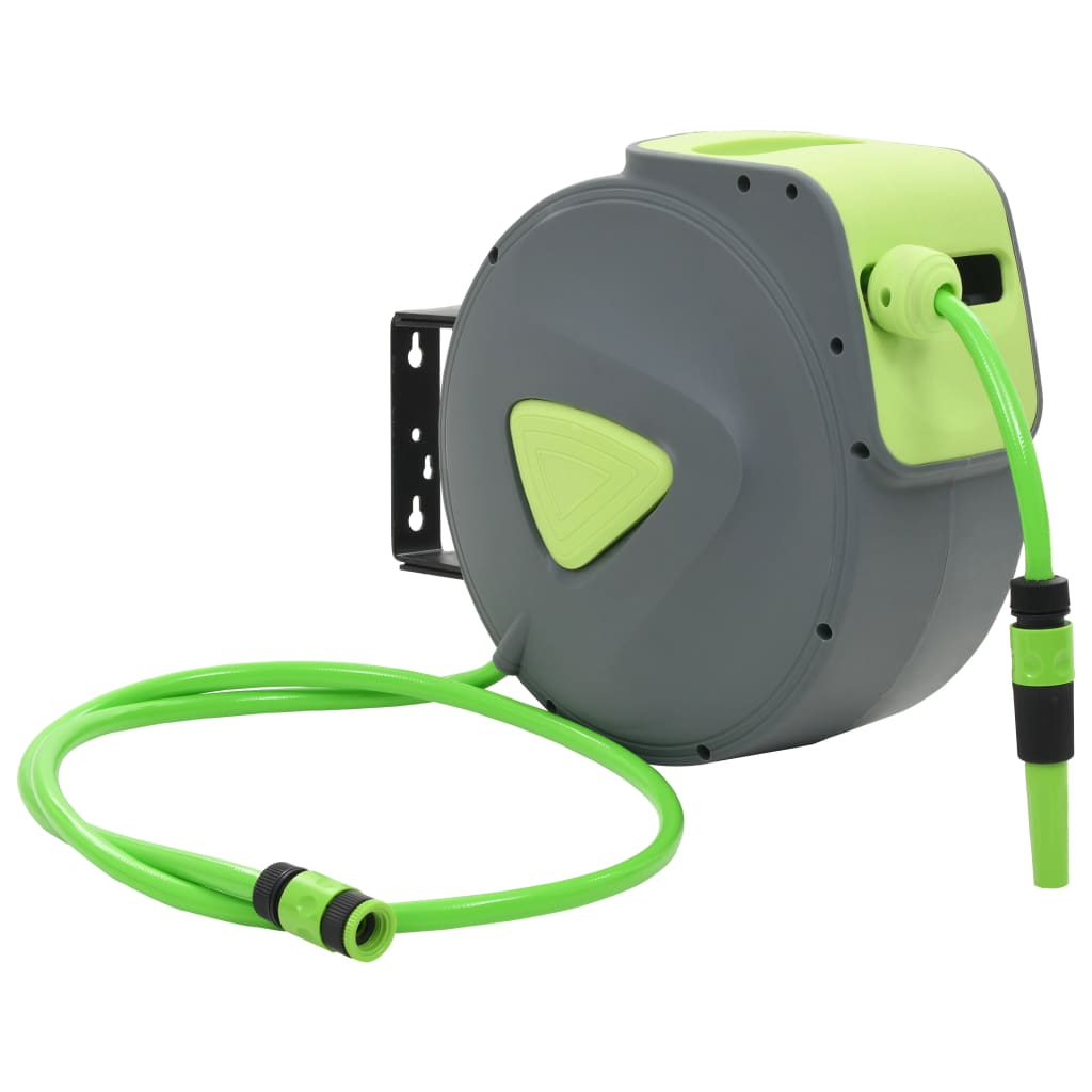 vidaXL Carrete de Manguera Retráctil Automático Pared Jardín Bricolaje Dimensiones 10+1 m, 20+2 m, 30+2 m