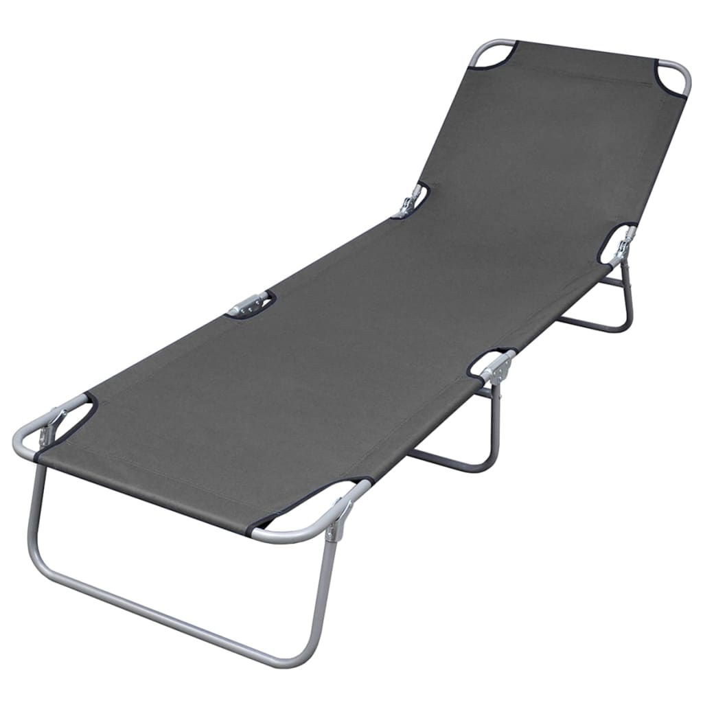 Vidaxl Tumbona Plegable de Acero con Recubrimiento en Polvo Gris
