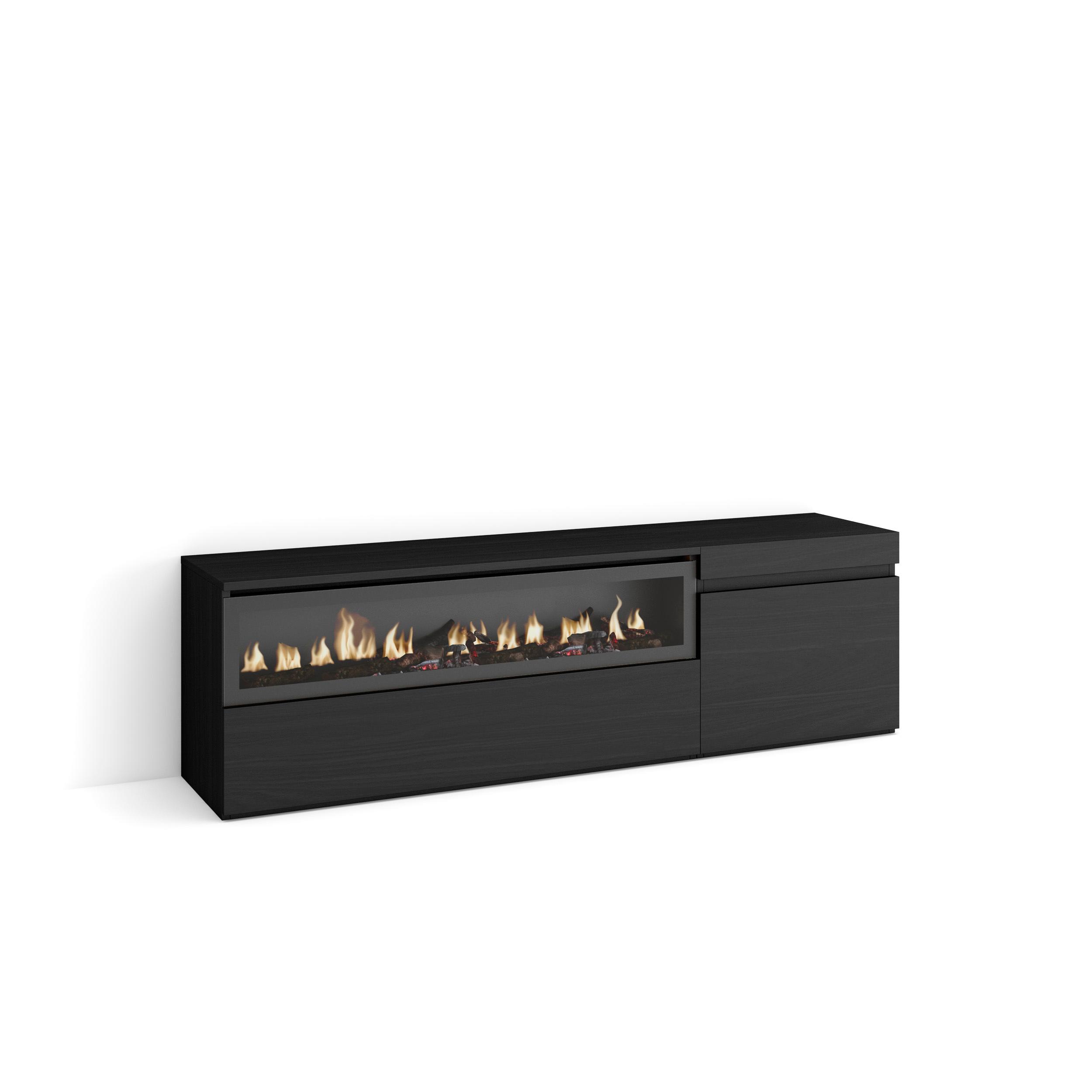 Skraut Home, Mueble de Televisión en melamina de alta calidad, Fuego led efecto 3d, Estilo Moderno Elegante, 153x35x45cm