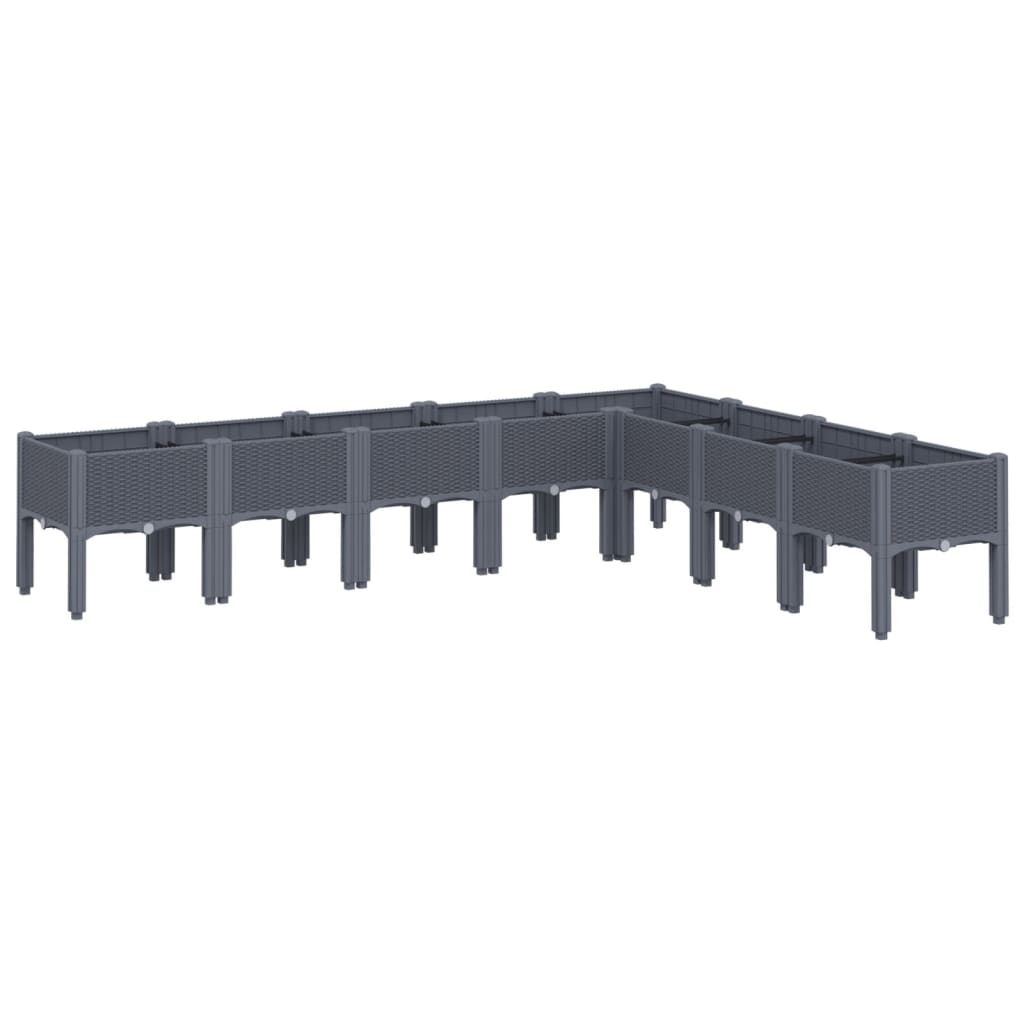 vidaXL Jardinera con patas PP 200x160x42 cm Color Gris,  Gris claro,  Negro y mas