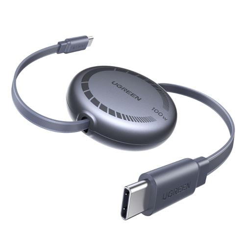 Ugreen usb-c to usb-c pd fast charging retractable cable 100w max 1m