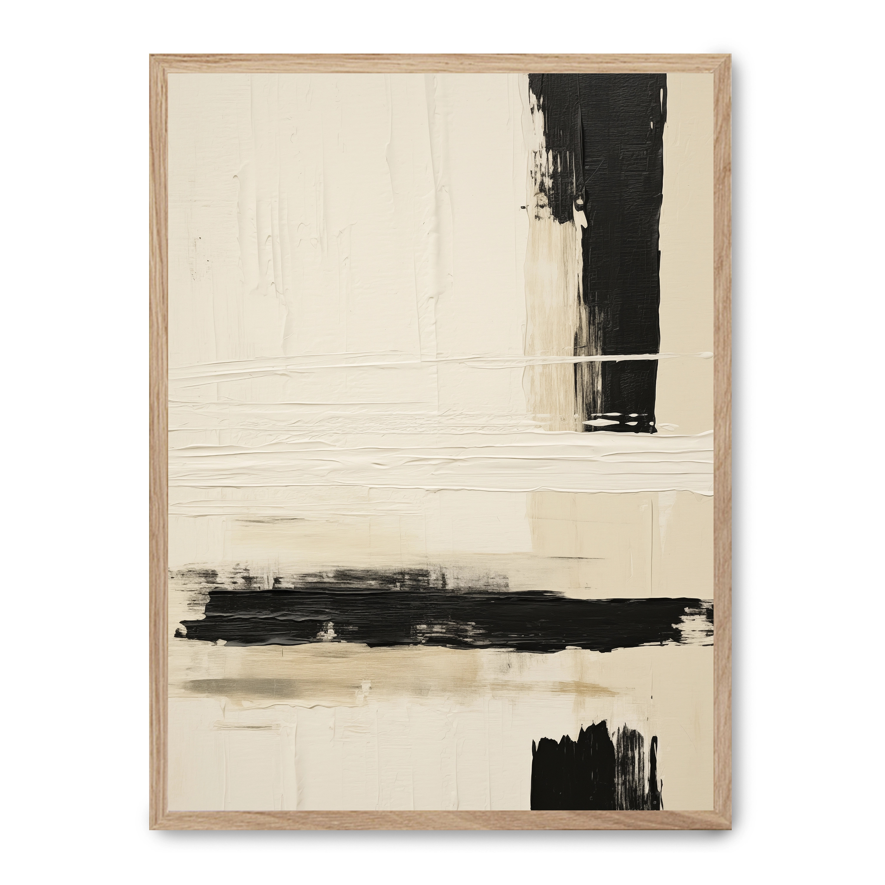 Cuadro art with black lines v 30x40cm, Póster impreso en papel de primera calidad de 180gr, montado sobre marco de madera MDF acabado roble., Arte - Aesthetic