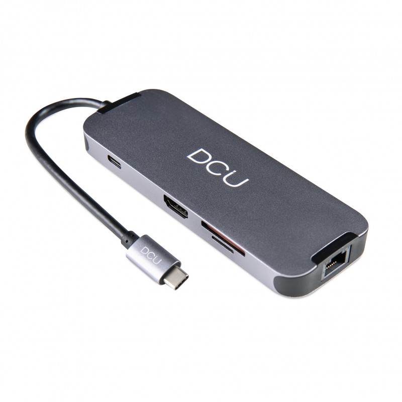 DCU Tecnologic HUB USB Tipo C a HDMI + RJ45 + 3xUSB 3.0 + lector tarjetas + jack + PD