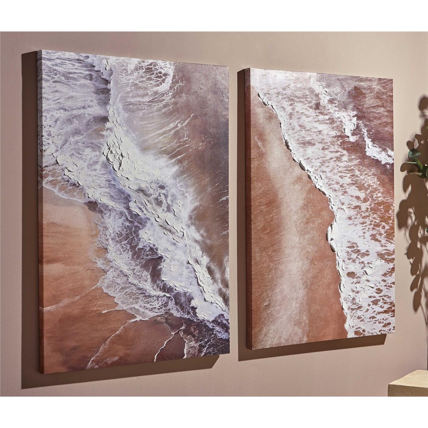 Lienzo impr. playa espuma del mar a relieve 50% al oleo 70x100 cms. s/2 70x3x100 cms. El mejor complemento para tu hogar.