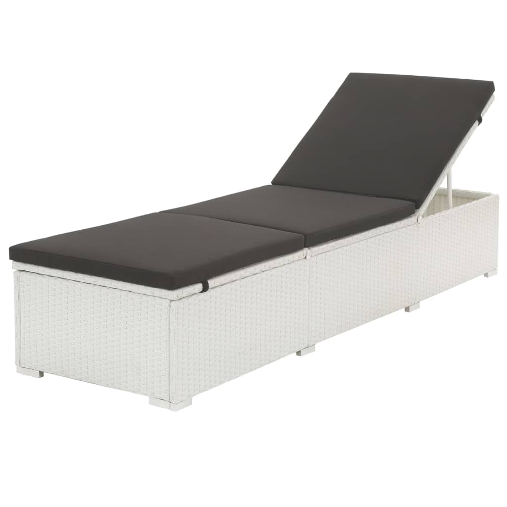 vidaXL Tumbona con cojín ratán sintético blanco