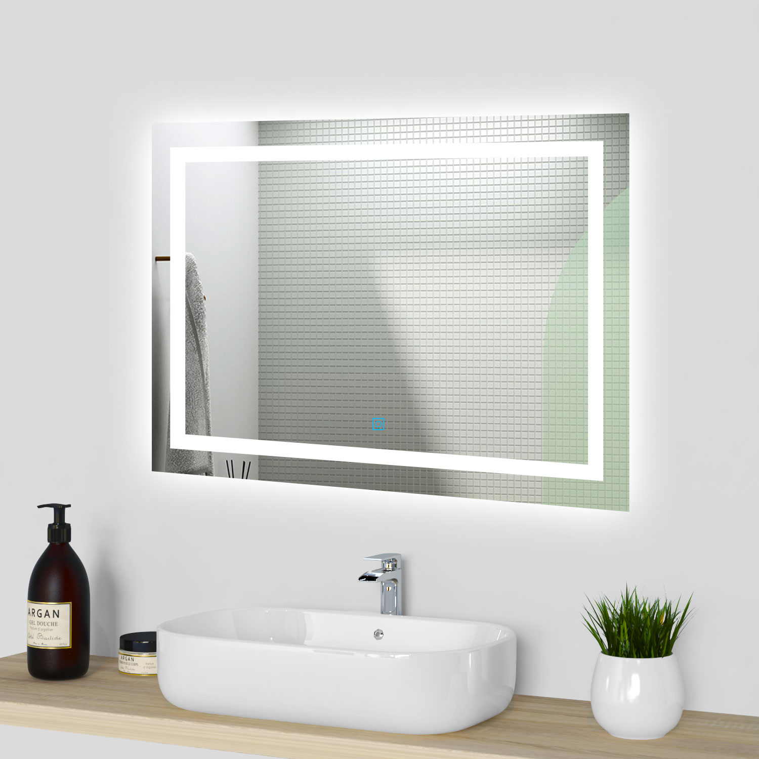 Espejo redondo de baño LED 60cm antivaho brillo ajustable AICA