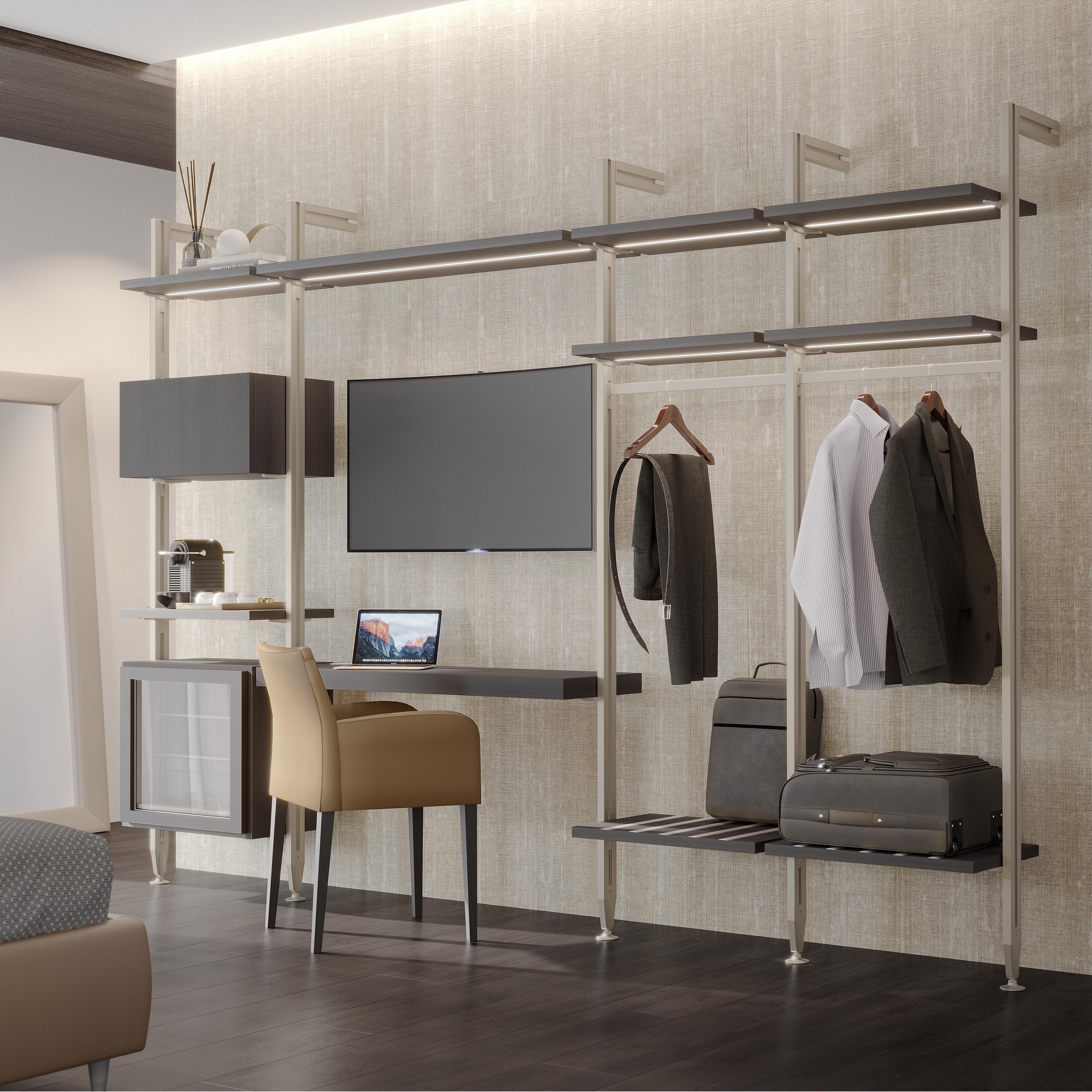 Lote de 3 estructuras zero con herrajes y perfiles para montaje al suelo y a pared con nivelador circular, aluminio y zamak, gris piedra