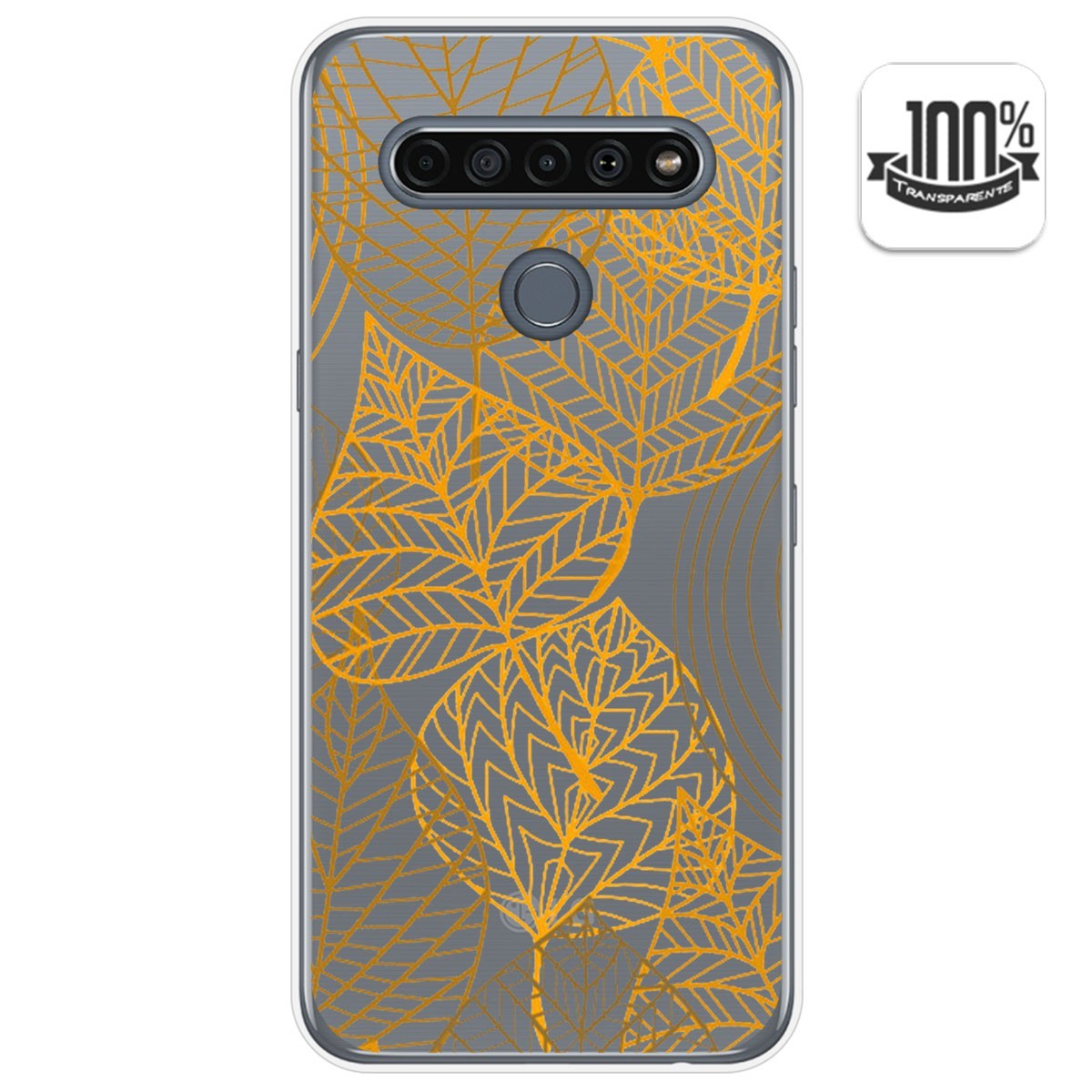 Tumundosmartphone Funda Gel Transparente para Lg K61 diseño Hojas Dibujos
