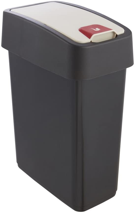 Cubo de basura Swantje gris plateado de 25 litros con tapa