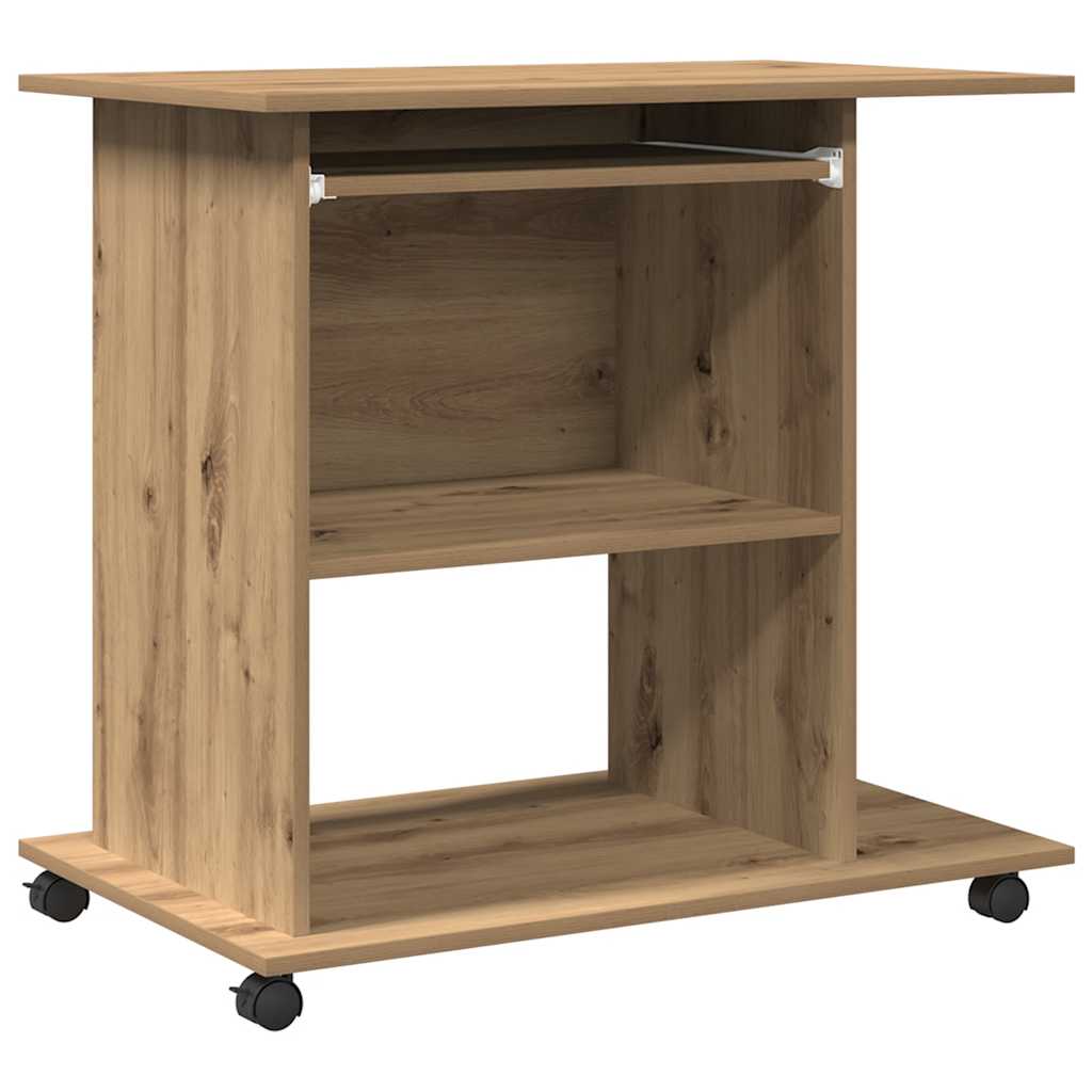 vidaXL Mesa ordenador madera contrachapada roble artesanal 80x50x75cm