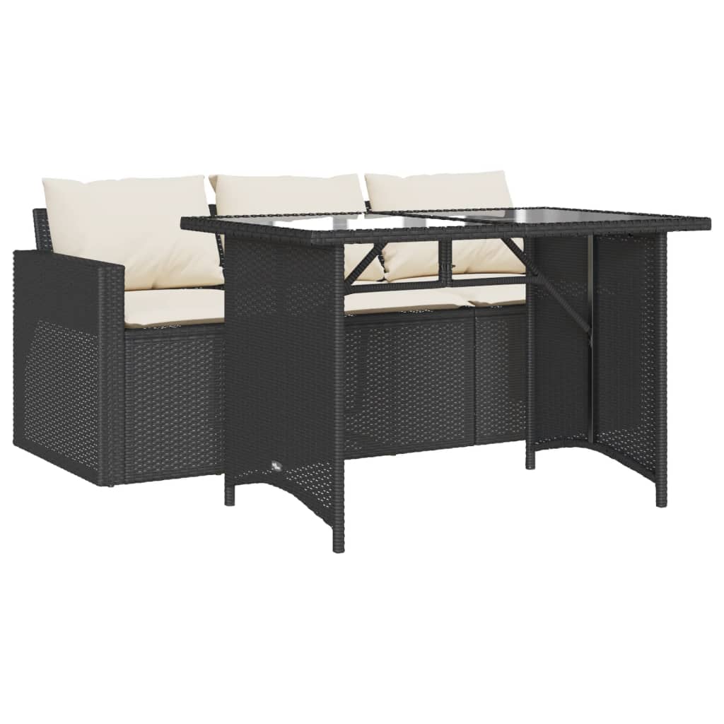 vidaXL Set comedor de jardín 2 pzas con cojines ratán sintético negro
