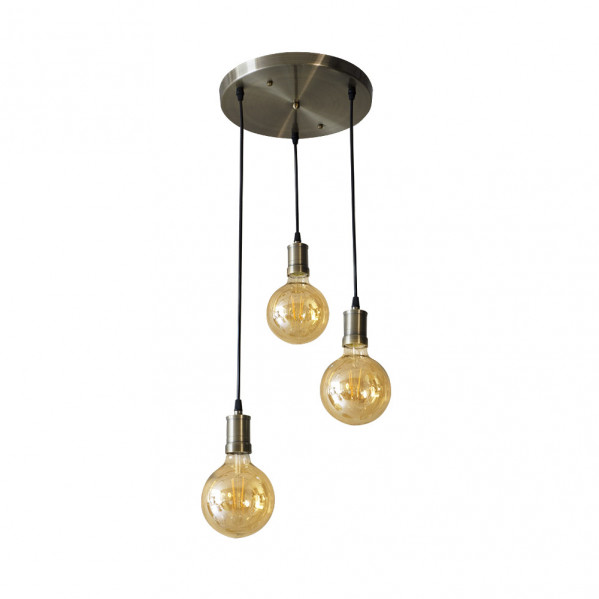 FABRILAMP Lampara Celso 3xe27 Cuero/ambar Bombillas Incluidas 24w 2700k 2250lm Regx64x13 Cm