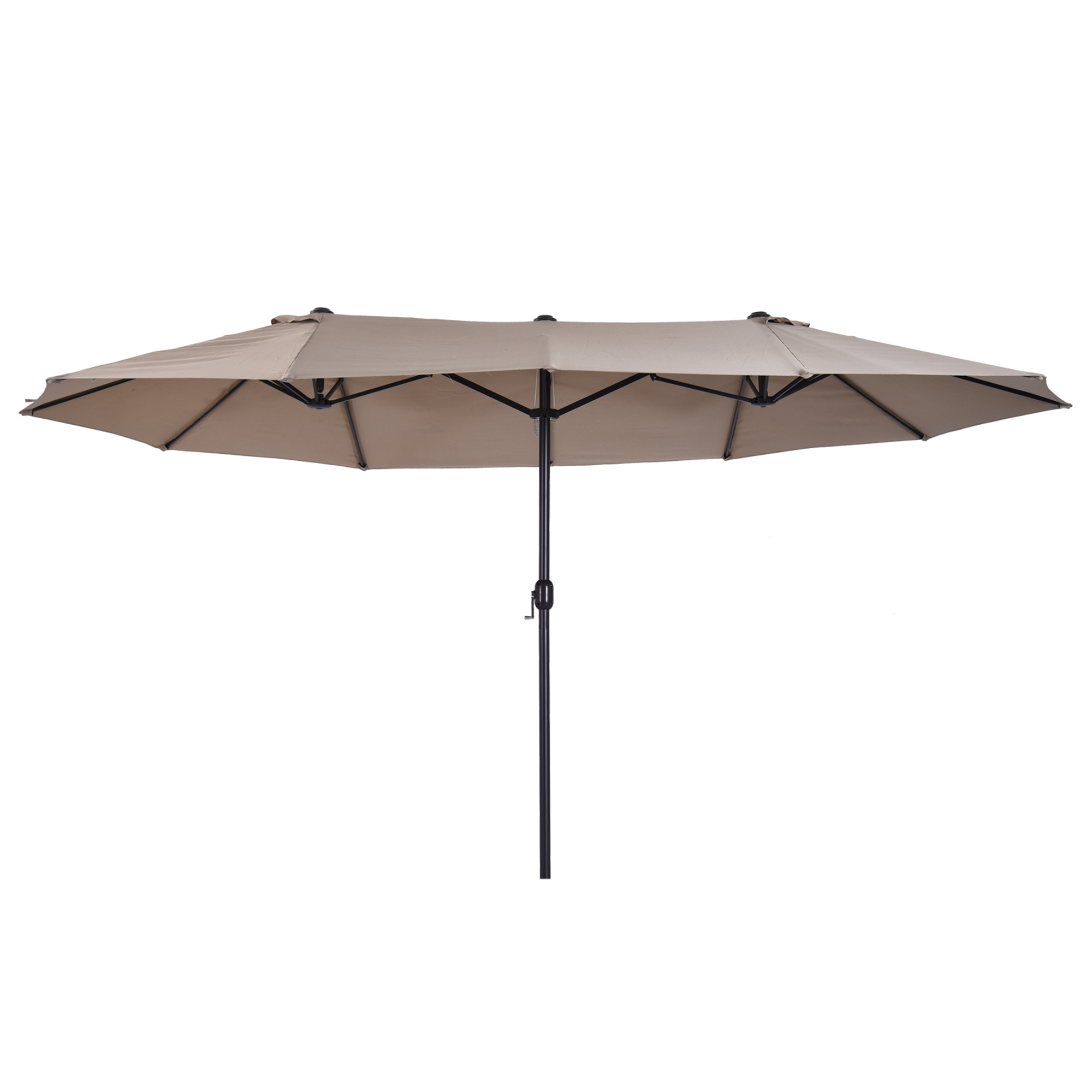 Outsunny Sombrilla Doble 4,55x2,65 m Sombrilla Terraza Exterior con Manivela Manual Resistente al Agua y Protección Solar Sombrilla Grande para Terraza Playa Piscina Rojo