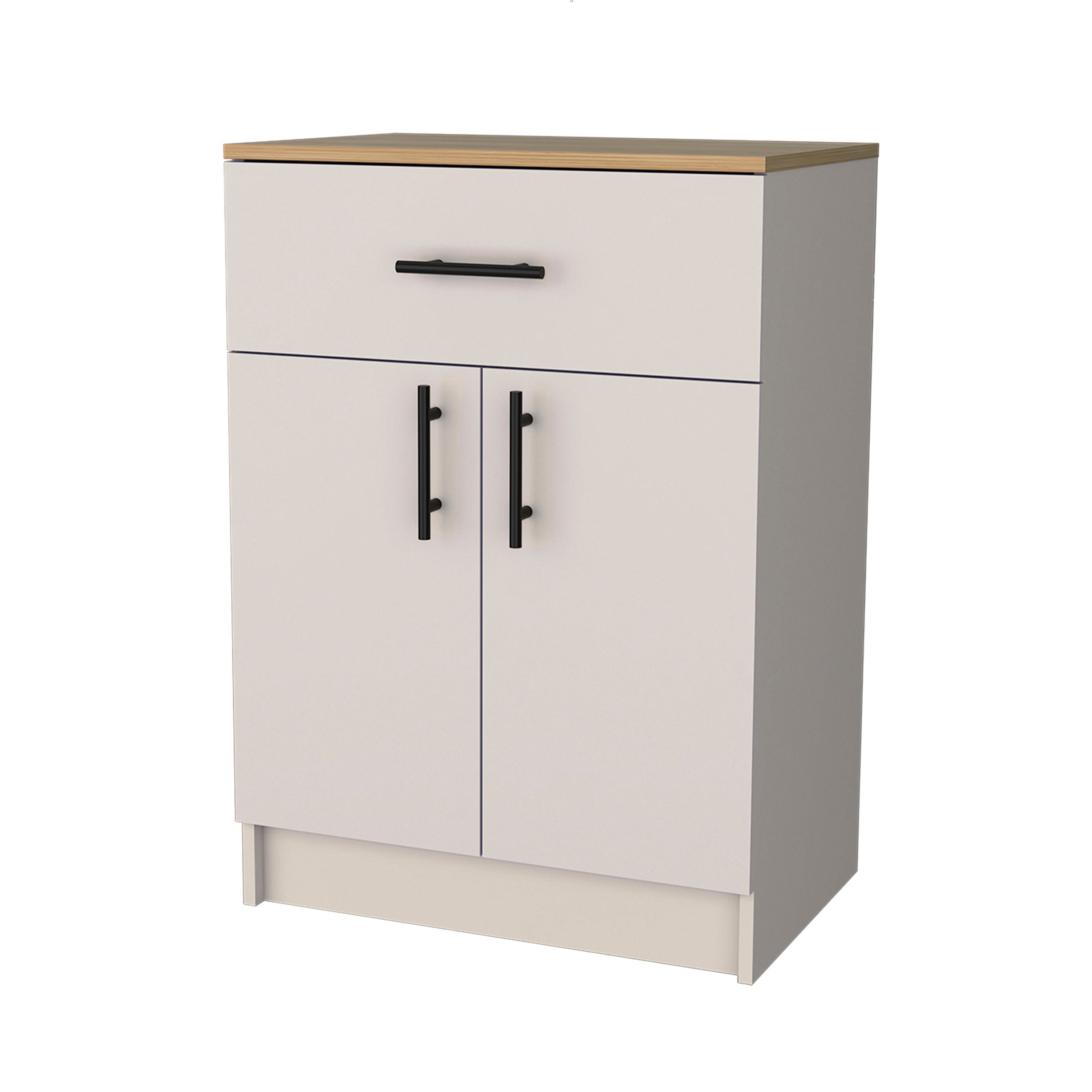 Gabinete TUHOME Alacena Mayorca en melamina - 2 puertas, 2 estantes y cajón - Blanco/Beige 85.1 cm X 60 cm X 40.5 cm