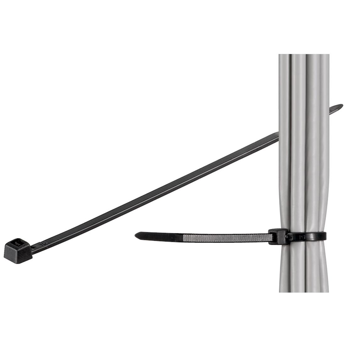 Goobay 17072 - Abrazaderas de cables, nailon resistente a la intemperie, color negro - 295 mm; 3 6 mm