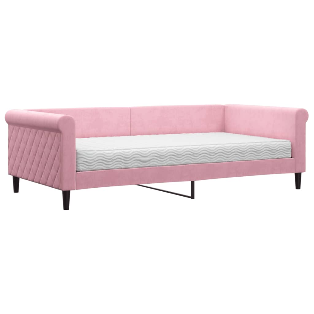 vidaXL Sofá cama con colchón terciopelo rosa 100x200 cm