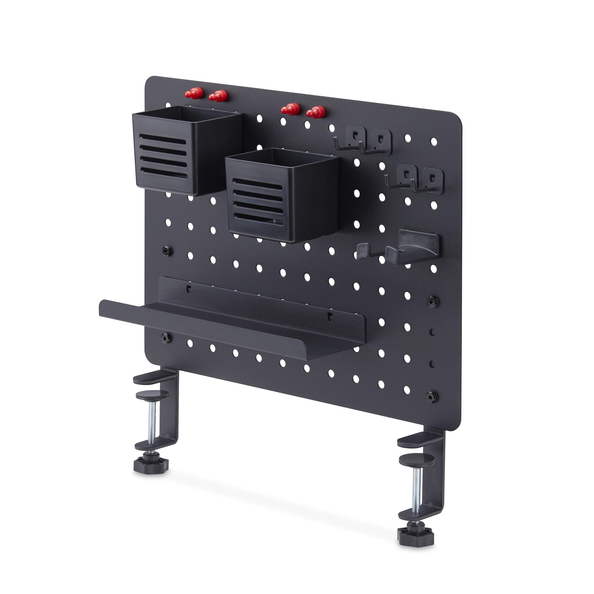 StarTech.com Tablero Perforado de Sobremesa con Abrazadera - Panel Perforado Metalico - Organizador de Acero con Accesorios para Escritorio - 420 x 320mm - Negro
