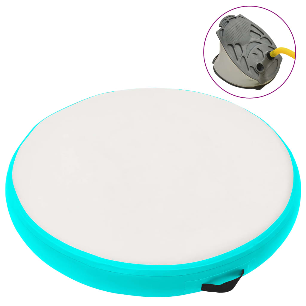 vidaXL Esterilla Inflable de Gimnasia y Bomba PVC 100x100x10 cm Estera Color Azul y gris,  Rosa y gris,  Verde y gris y mas
