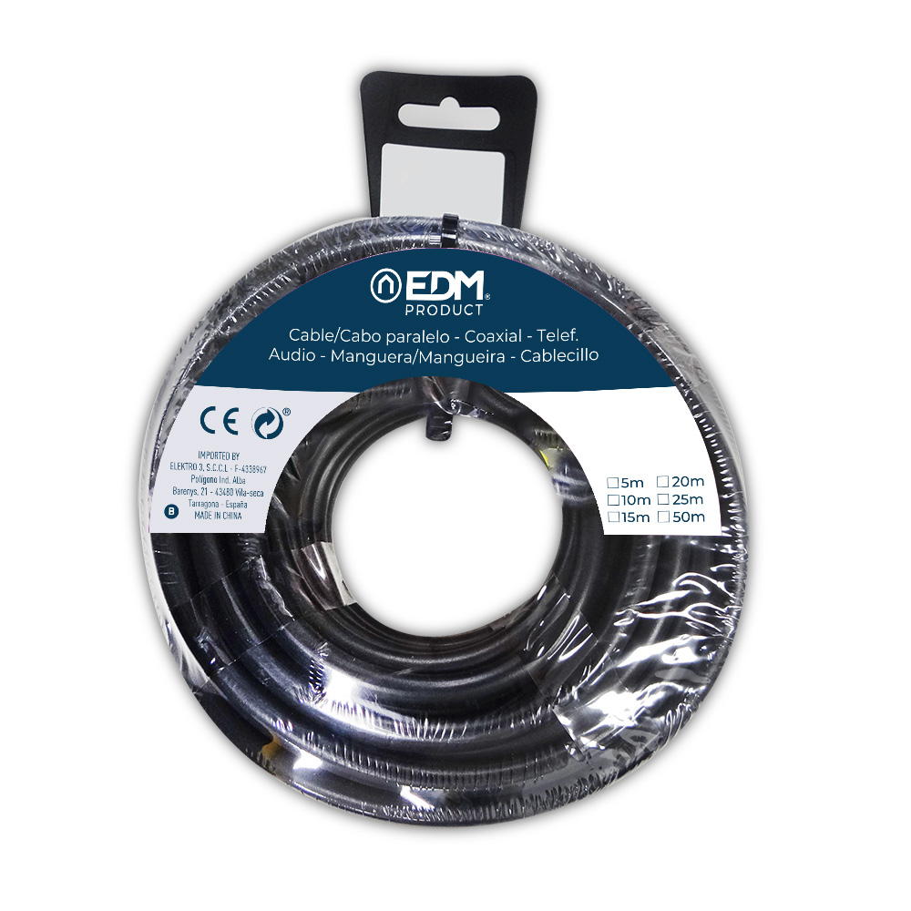 Carrete manguera tubular h05vv-f 3 g 1,00 mm² negra, 50 m