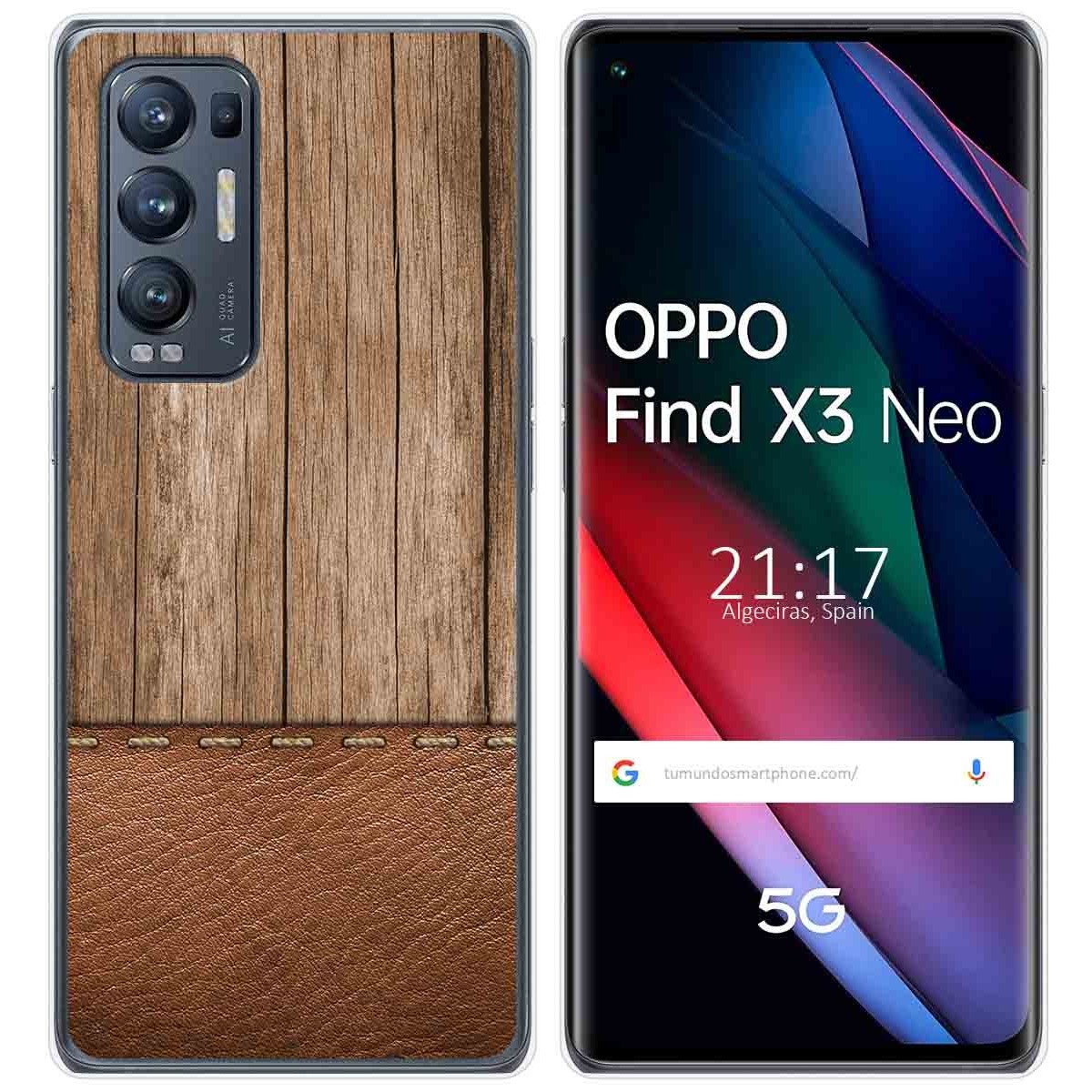 Tumundosmartphone Funda Gel Tpu para Oppo Find X3 Neo 5G diseño Madera 09 Dibujos