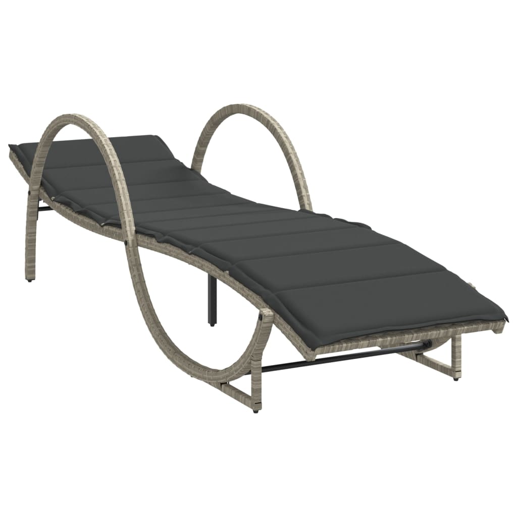 Vidaxl Tumbona Ratán Sintético 60x199x42 Cm - Negro Marrón Gris