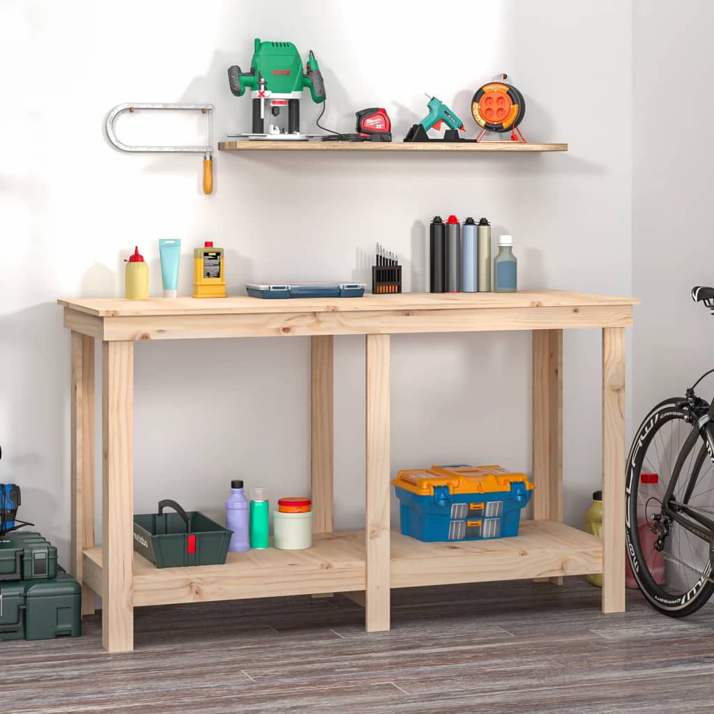 vidaXL Banco de Trabajo de Mesa Herramienta Estante Color Natural,  Blanco,  Gris y mas