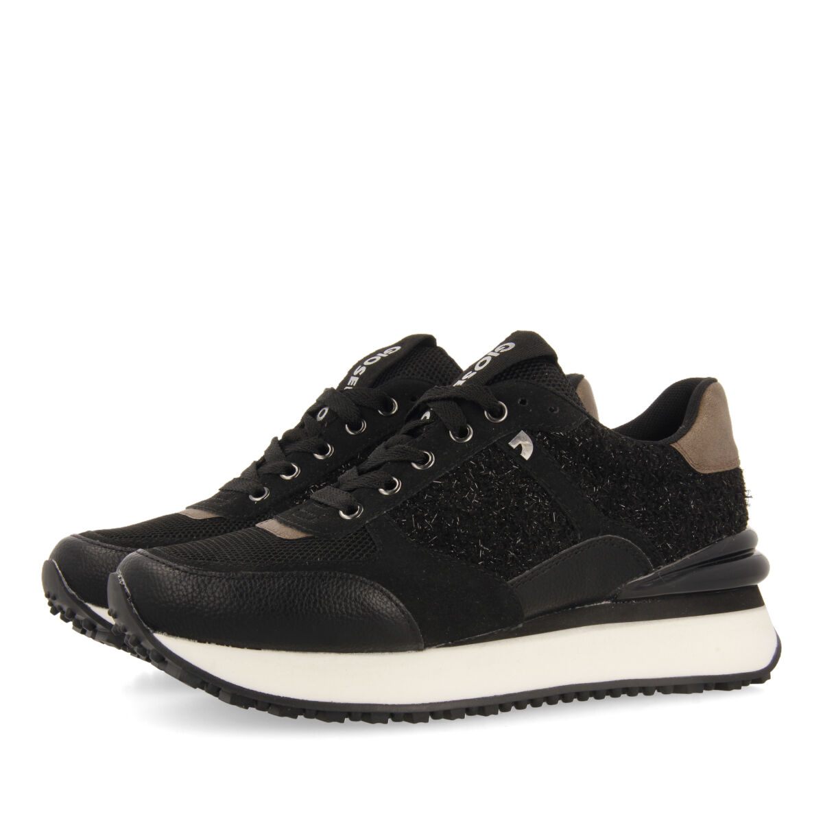 Gioseppo Zapatilla Mujer Negro Brillo, Cómodas y Elegantes