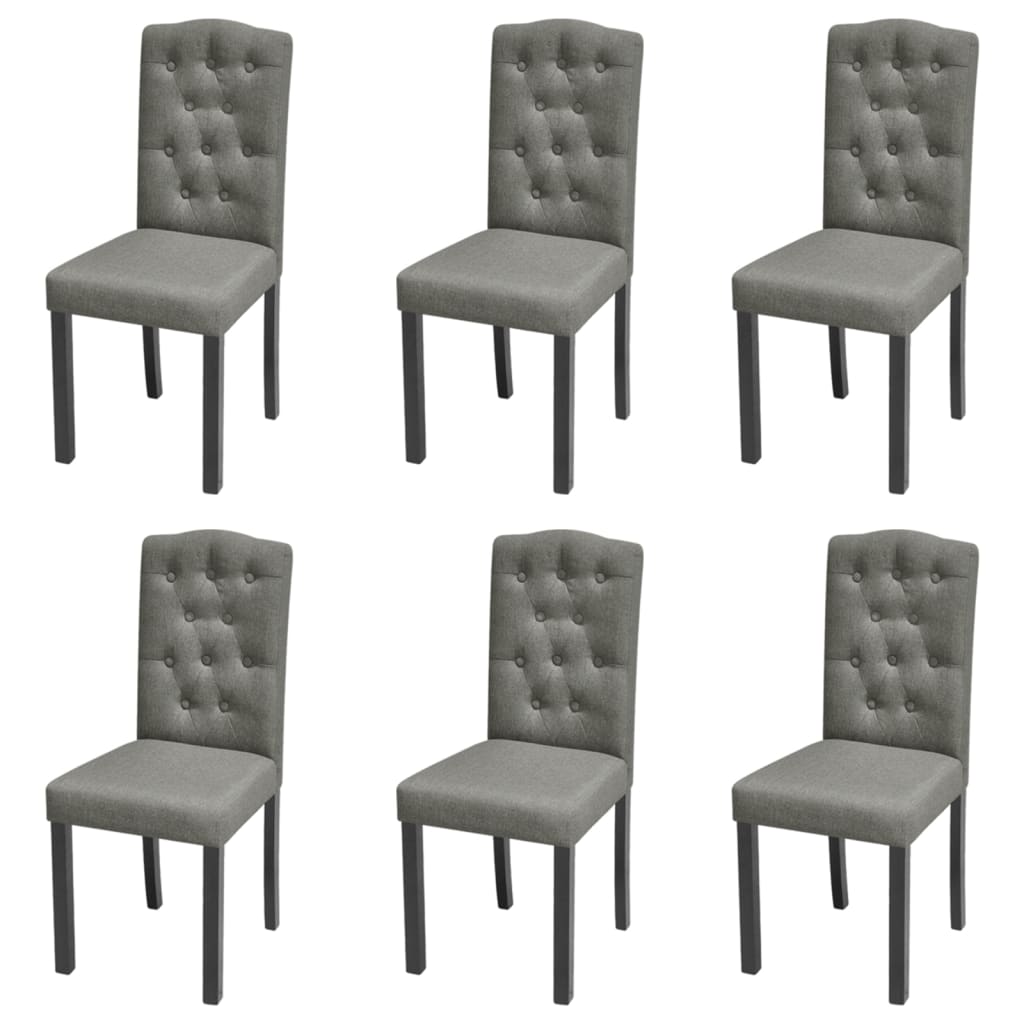 vidaXL Sillas de comedor 6 unidades de tela gris