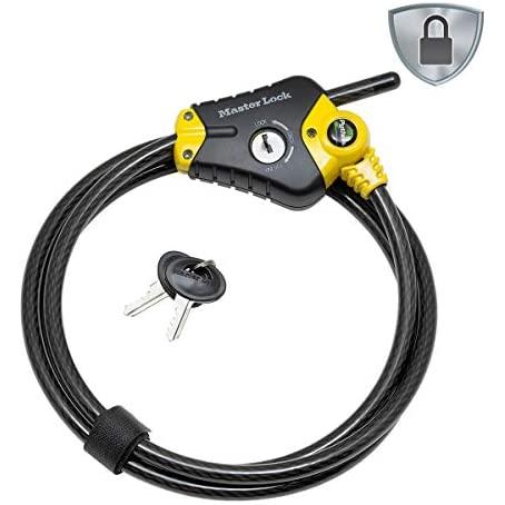 Master Lock Python 8420 - Cable antirrobo (10 x 4500 mm), color negro y amarillo