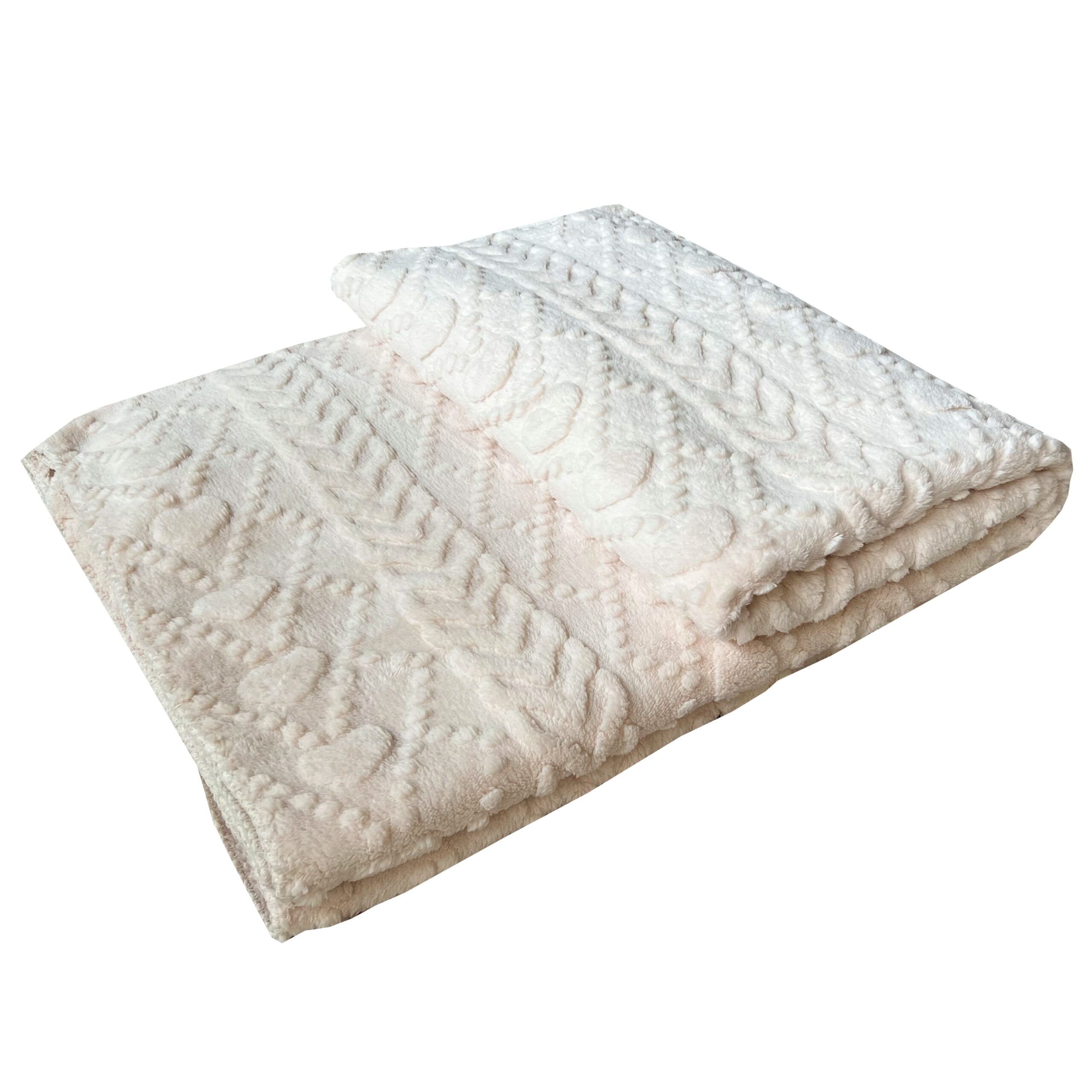 Manta Polar Invierno Coralina ALO HOME 220x220 cm Manta Calentita Beige para Sofá o Cama
