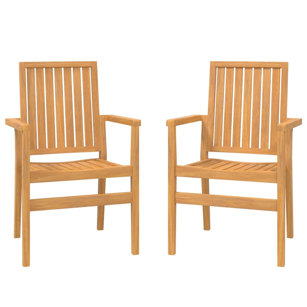 vidaXL Sillas de jardín apilables 2 uds madera de teca 56,5x57,5x91 cm