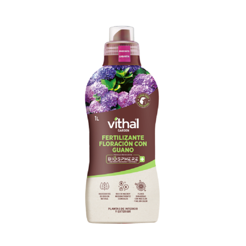 VITHAL GARDEN FERTILIZANTE FLORACIÓN CON GUANO BIOSPHERE PLUS 1 lt