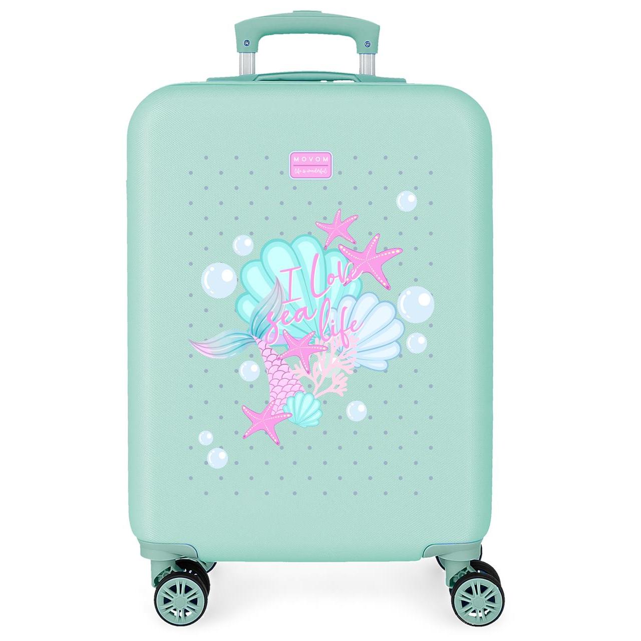 Maleta de cabina Movom I Love Sea Life rígida de 38cm x 55cm x 20cm turquesa