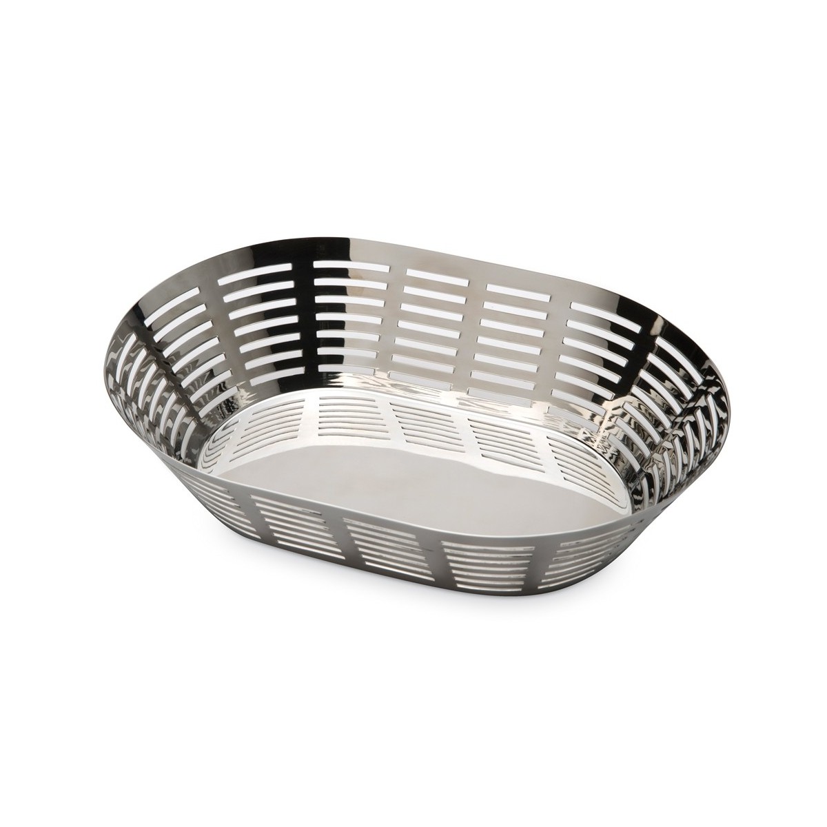 Bra - Cesta Ovalada Bella, Acero Inoxidable Pulido Brillo, 31 x 21 cm, Pan, Panera, Utensilio Cocina, Profesional