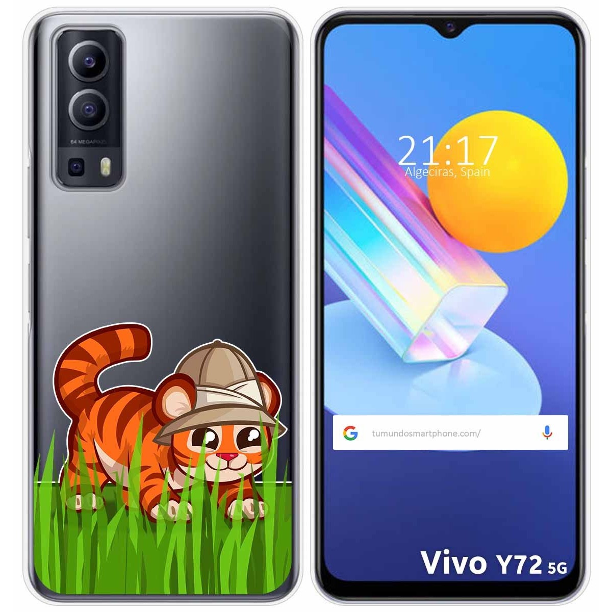 Funda Gel Transparente para Vivo Y52 5G / Y72 5G diseño Tigre Dibujos