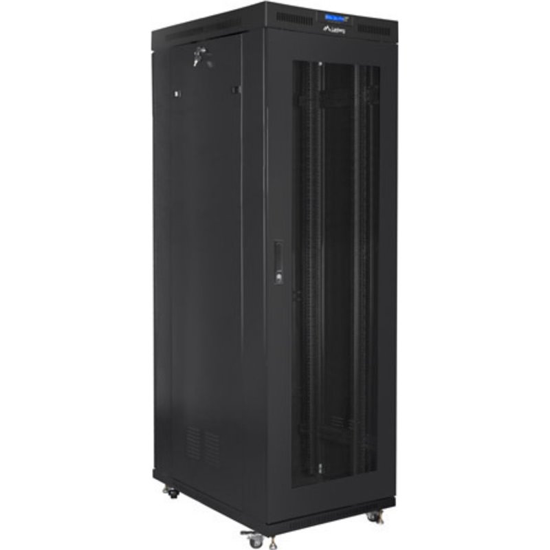 Lanberg Armario rack 19" independiente 27u/800x1000 (paquete plano) negro con puertas perforadas lcd v2