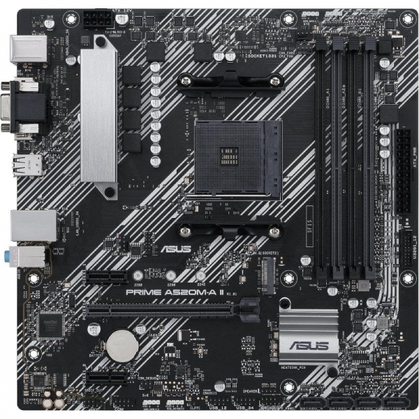 Asus prime a520m-a ii/csm placa base amd am4 4x ddr4 - hdmi, m.2, pci express, 4x sata iii, usb 2.0, 3.2, rj-45, vga, microatx