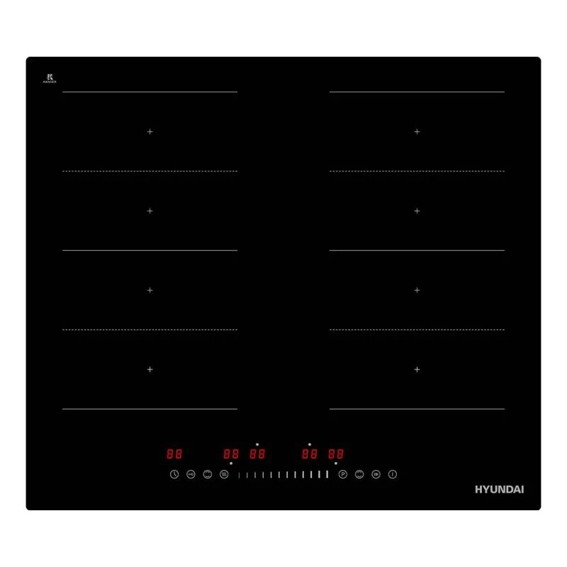 Placa de Inducción Flex Combinada 60cm HYUNDAI HIF60SRB00  | 4 Zonas, Fuego 18cm, 7360W, negro, Doble Flexizone, Slider, Keep warm
