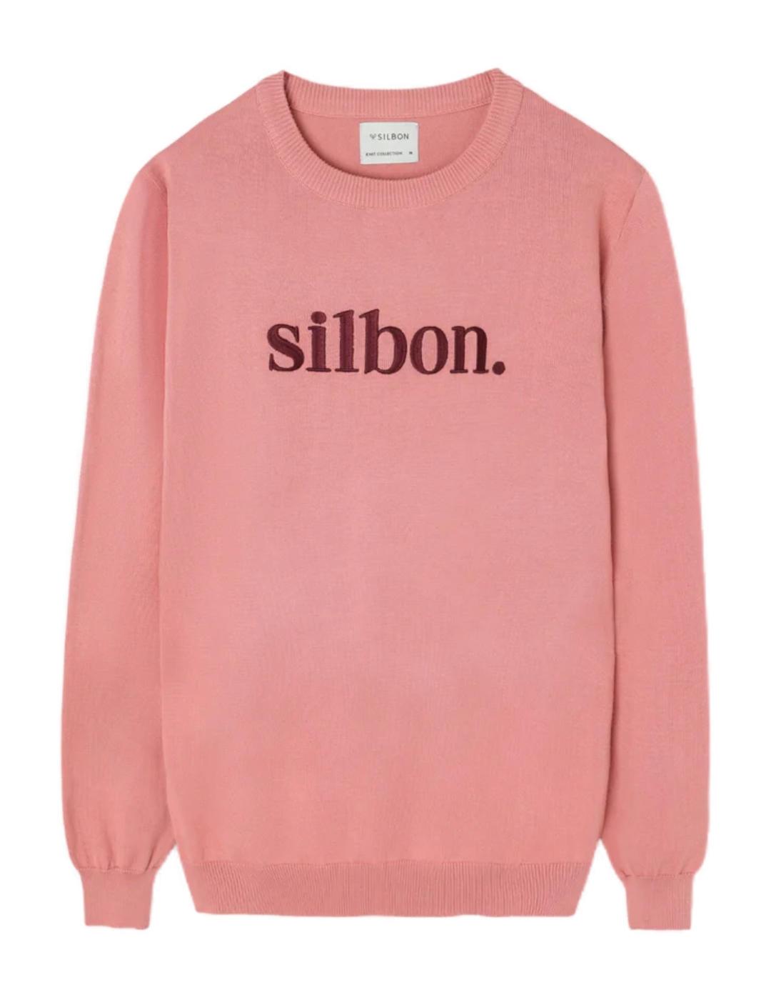 Jersey punto fino Silbon medio cuello caja coral de hombre