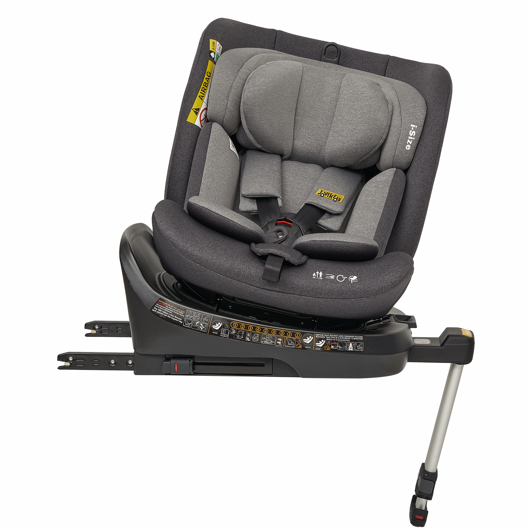 Siège auto enfant Jovikids pivotant à 360° avec ISOFIX i-Size 40-150 cm gris