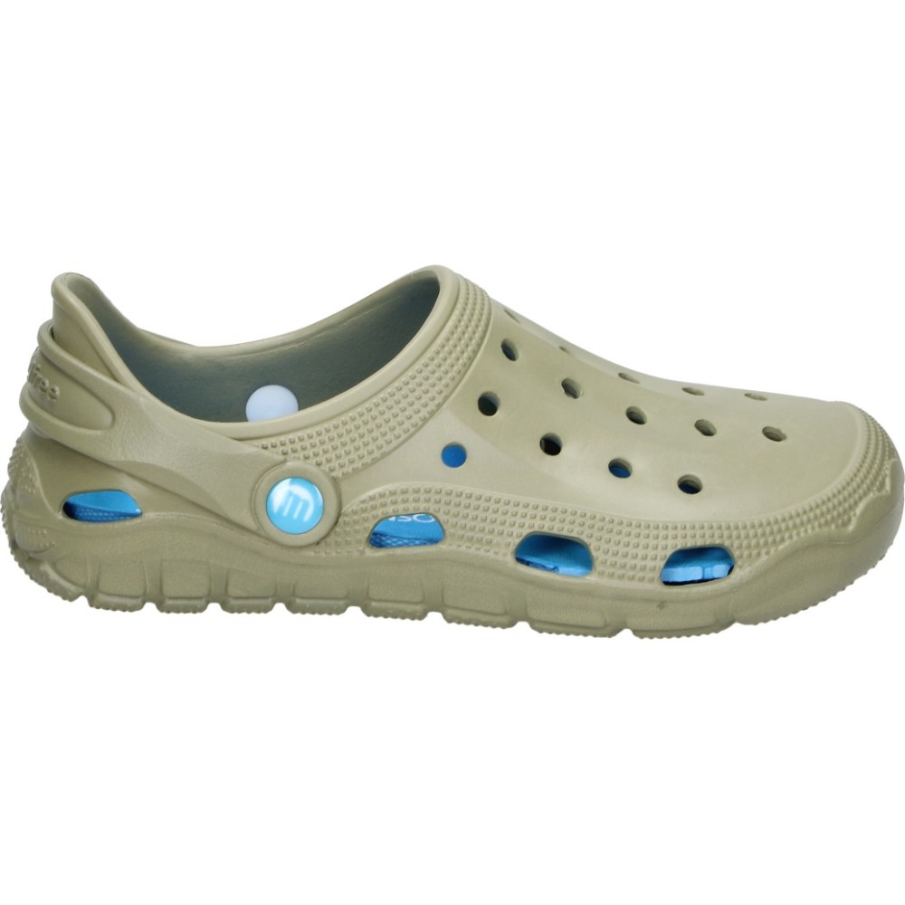 MTNG | Zuecos Barefoot Mustang Free Care para Mujer – Chanclas Respetuosas Verdes con Detalles en Azul – Chancletas con Tira Trasera Abatible – Cero Drop – Flexibles y Ligeras – Con Plantilla de Transición – Modelo 85516