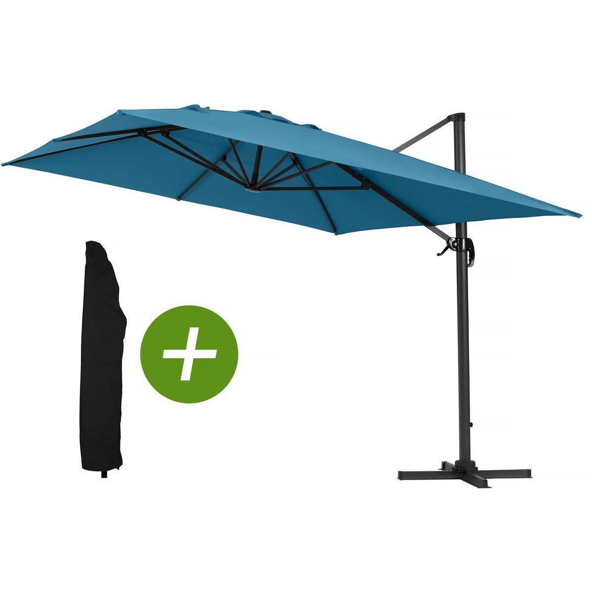 Habitat y Jardin - Parasol Lateral de jardín Alu "Sun 4" – Rectangular – 3 x 4 m – Azul + funda protectora