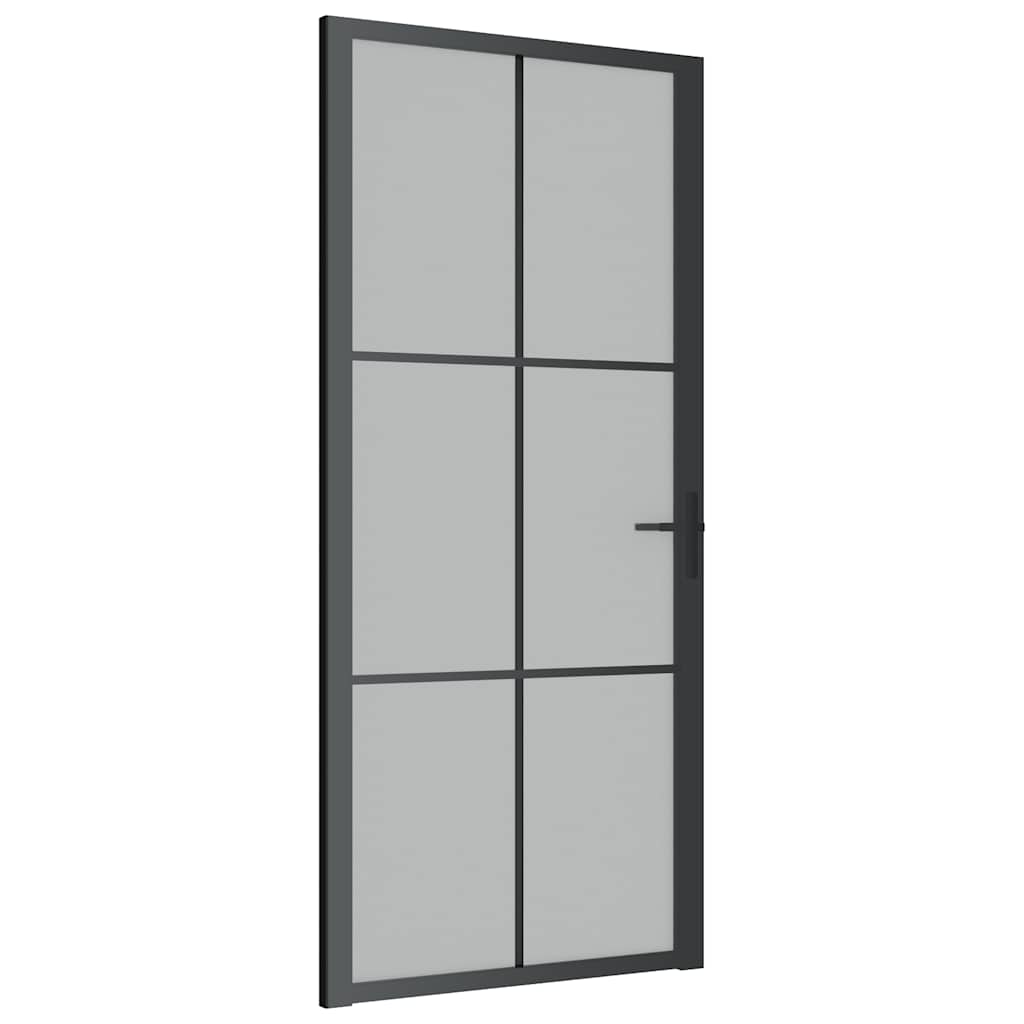 vidaXL Puerta interior de vidrio y aluminio negro mate 93x201,5 cm